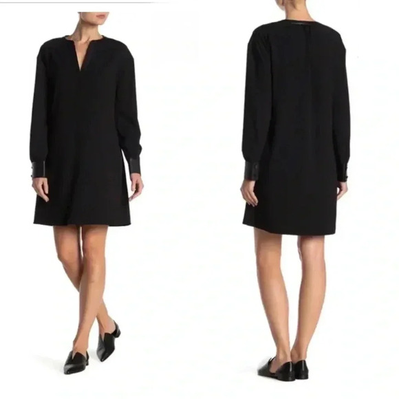Theory Black Popover Combo Dress NWT Size 0 - Picture 1 of 7